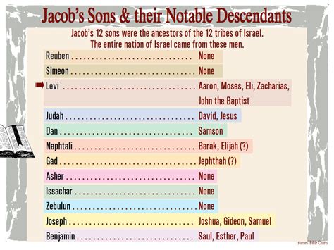 Jacobs Sons And Their Notable Descendants Bible Study Bible Overview