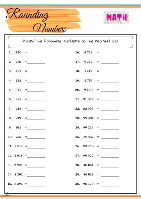 Grade 4 Math Worksheets Rounding Numbers
