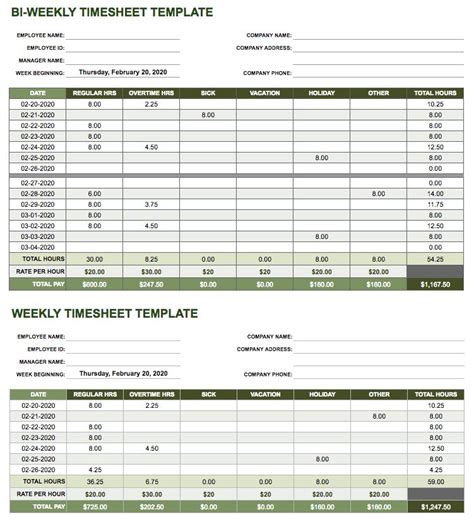 Timesheet Template Excel Weekly Hq Printable Documents