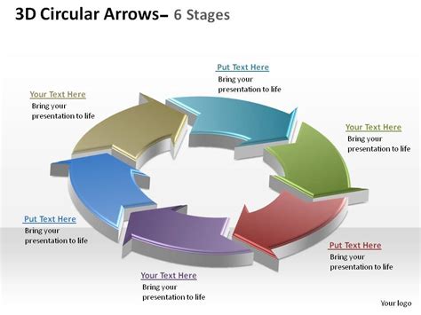 3d Circular Arrows Process Smartart 6 Stages Ppt Slides Diagrams