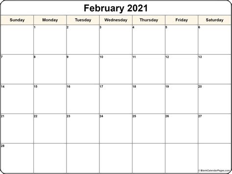 Blank, editable and easy to print. February 2021 calendar | free printable monthly calendars