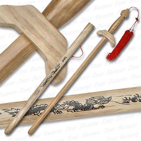 Wooden Chinese Jian Gim Tai Chi Training Sword W Scabbard Woodworking