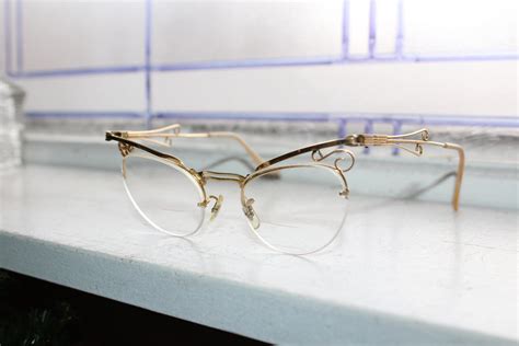 vintage 1950s cat eye women s eyeglasses gold filled bausch and lomb