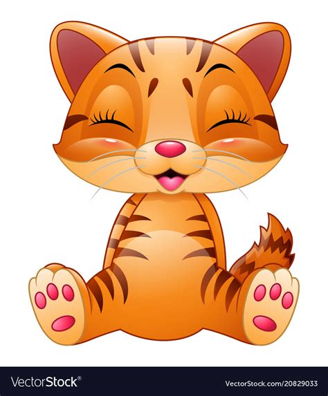 Cute Cat Cartoon Sitting Royalty Free Vector Image