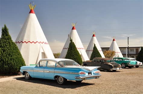 The rooms are built in the form of tipis, mistakenly referred to as wigwams. Old cars scattered around have obviously become part of ...