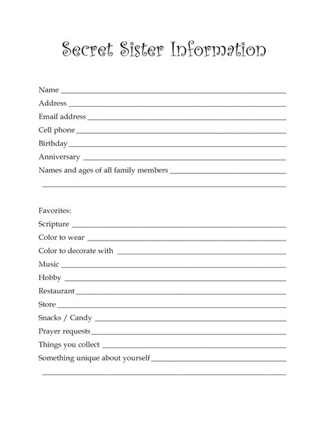 Secret Pal Questionnaire Free Printable Printable Word Searches