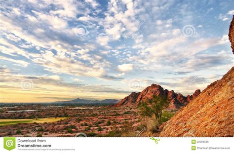 Beautiful Desert Landscape With Red Rock Buttes Stock