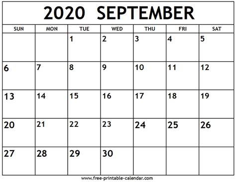 Free Printable September Calendar Printable Word Searches