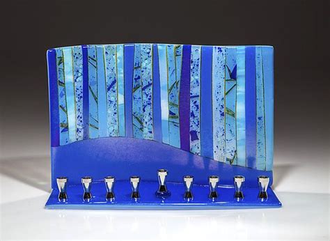 Blue Forest Menorah By Varda Avnisan Art Glass Menorah Artful Home
