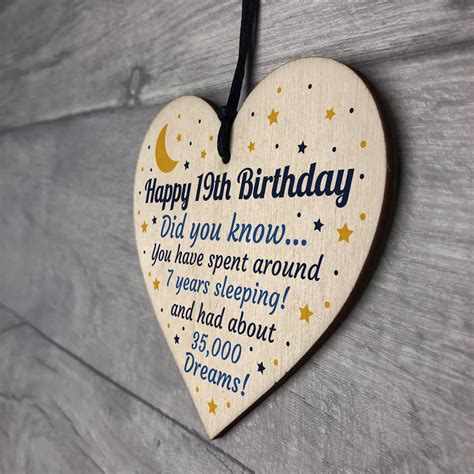 19th Birthday Card For Daughter Son Wood Heart Novelty 19th T