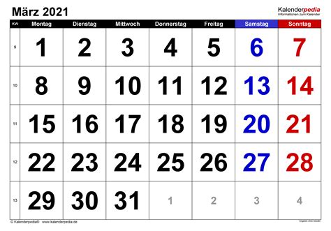 Calendar 2021 în format tipărit pdf. Kalender März 2021 als PDF-Vorlagen
