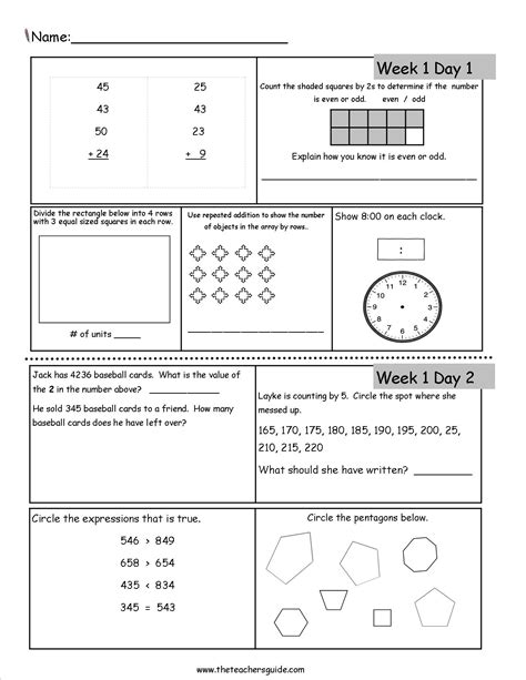 Free 3rd Grade Daily Math Spiral Review Teacher Thrive Math Homework