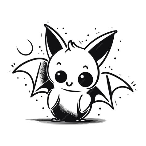 Premium Vector Cute Cartoon Bat With Wings Vector Illustration