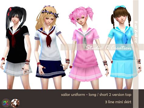 Studio K Creation Sims 4 Studio Sailor Uniform For Female Sims 4