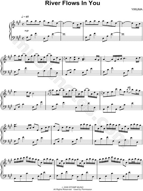Piano sheet music for river flows in you, composed by yiruma for piano. Yiruma "River Flows in You" Sheet Music (Piano Solo) in A Major (transposable) - Download ...