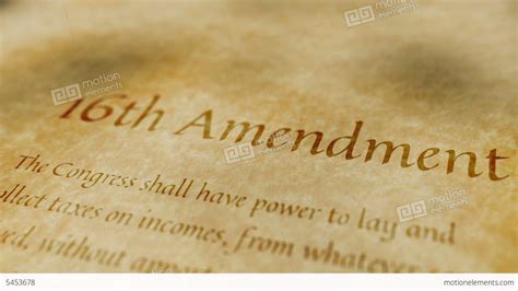 Historic Document 16th Amendment Stock Animation 5453678