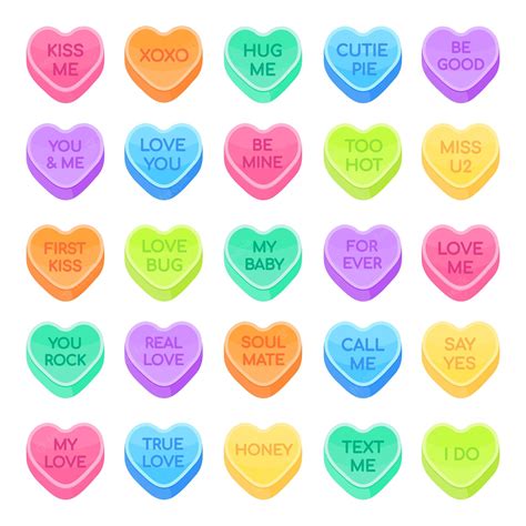 Premium Vector 25 Sweethearts Candy Set Flat Style Design Vector Illustration Isolated On