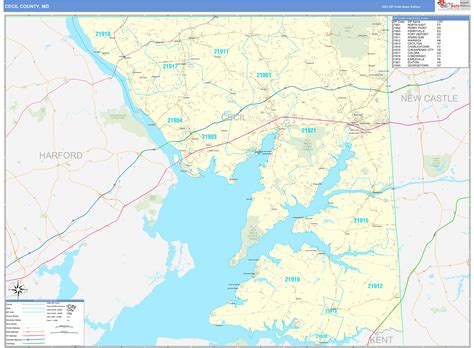 Cecil County Md Zip Code Wall Map Basic Style By Marketmaps Mapsales