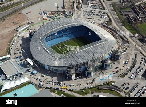 Aerial View Of The Etihad Football Stadium In Manchester Home Of