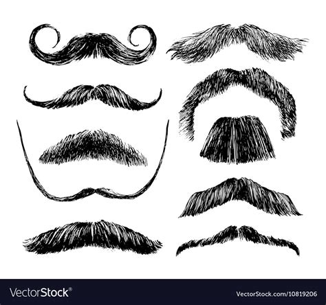 Hand Drawn Mustache Set Royalty Free Vector Image