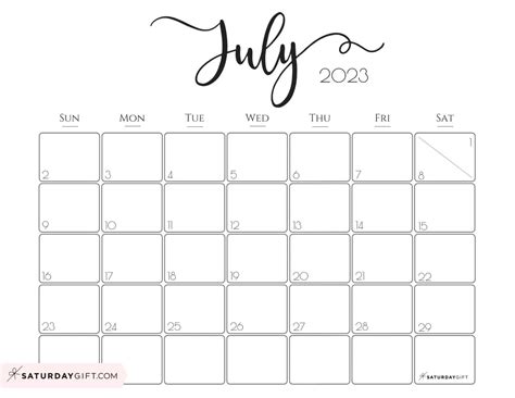 July Calendar Cute And Free Printable July 2023 Calendar Designs
