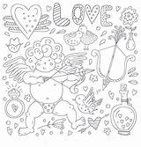 Coloring Pages Valentines Adults Hearts Cupid Adult sketch template