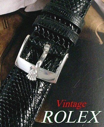 Vintage Rolex Mm Logo Buckle Steel Mm Black Genuine Lizard Strap