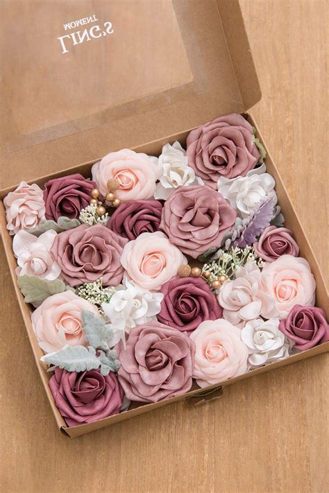 Mauve is a pale color, which is named after the mallow flower. Deluxe Dusty Rose & Burgundy Flowers Box Set - 14 Styles ...