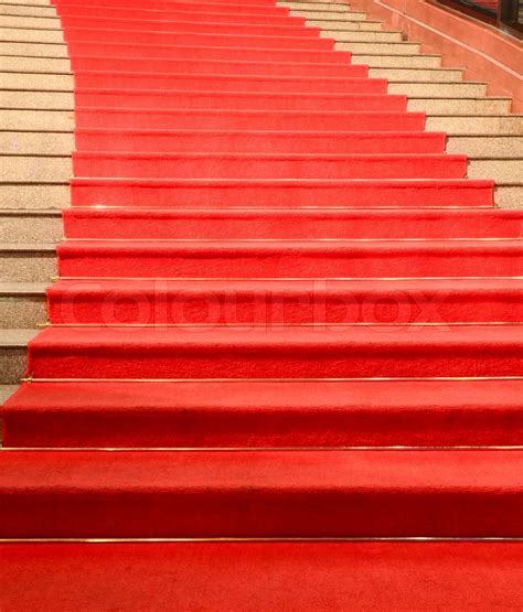 Stairs Covered With Red Carpet Stock Image Colourbox