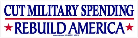 Cut Military Spending Rebuild America Bumper Sticker Decal Or