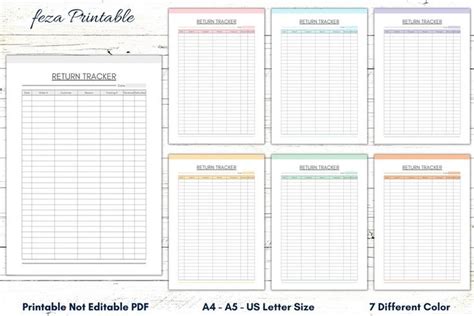 Printable Returns Tracker Business Returns Sheet Sales Returns