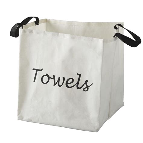 Canvas Storage Laundry Bag With Fabric Handles Towels White