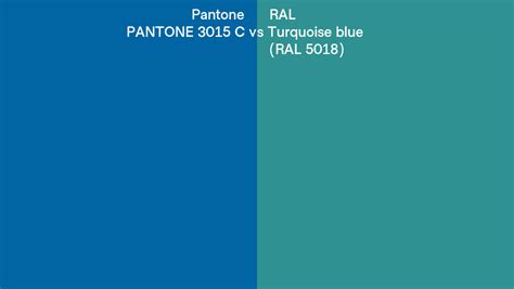 Pantone 3015 C Vs Ral Turquoise Blue Ral 5018 Side By Side Comparison