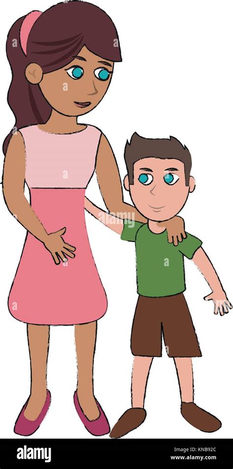 mother and son cartoon