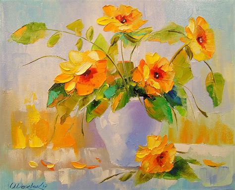 Yellow Flowers Painting By Olha Darchuk Fine Art America