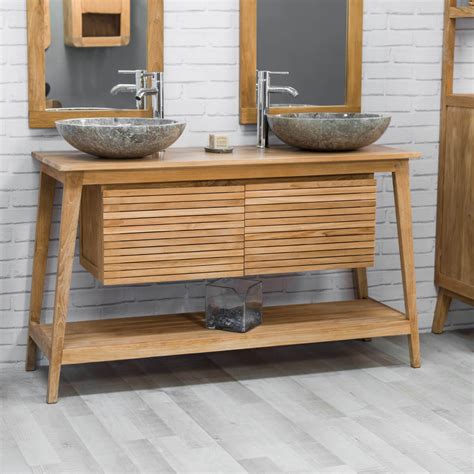 Grands, petits, simples, doubles, meuble sous vaque en bois. Meuble sous vasque (double vasque) en bois (teck) massif ...