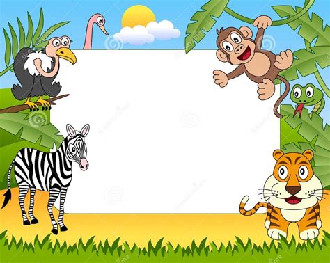 Cartoon Safari Animals Border