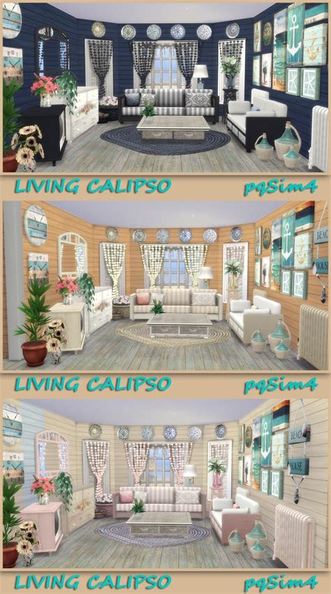 Гостиная Living Calipso By Pqsim4 Мебель для Sims 4 Каталог