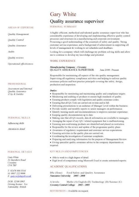 Quality assurance and control is imperative in all industries. Quality assurance CV sample