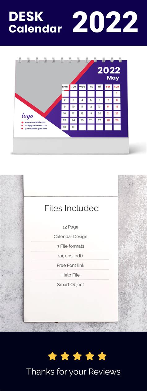 Personalised Desk Calendar 2022 Template Templatemonster