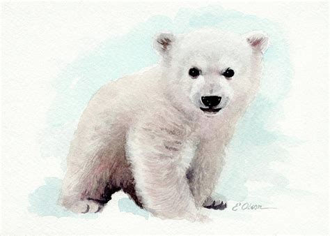 Polar Bear Cub Painting By Emily Olson