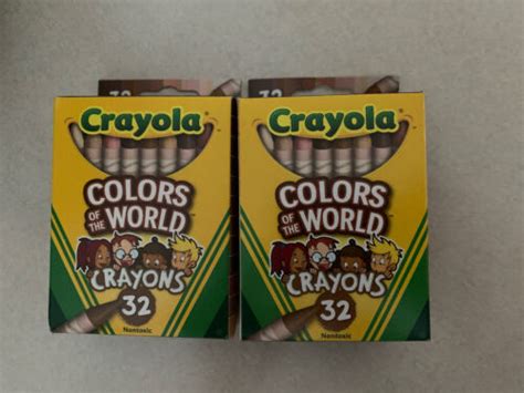 2 Crayola Colors Of The World 32 Count Crayons Pack Box Skin Eyes