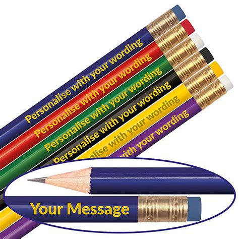 Personalised Round Pencils Hb Set Of 6 Colours