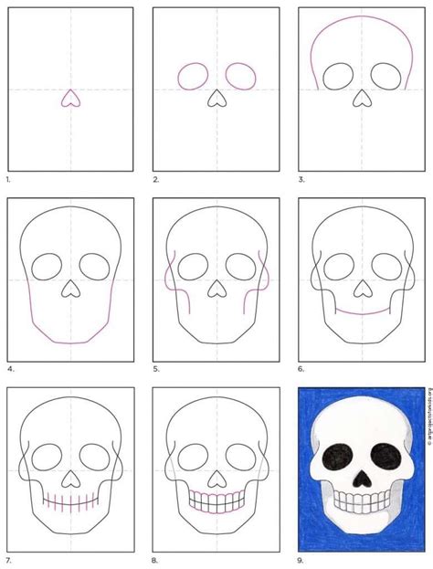 Easy How To Draw A Skull Tutorial And Skull Coloring Page Skull