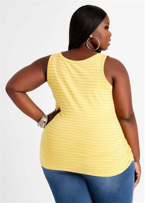 Plus Size Basic Tank Tops Plus Size Ruched Side Sleeveless Tops Cheap