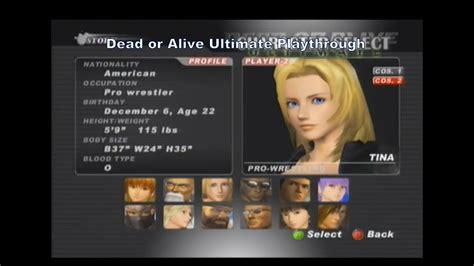 Dead Or Alive 2 Ultimate Tina Playthrough With No Cheats On The Xbox D Youtube