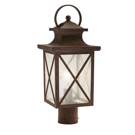 Rust outdoor ceiling pendant light vintage exterior walkway pathway hanging lamp. Kichler Lighting Haven 19.21-in H Olde Brick Post Light ...