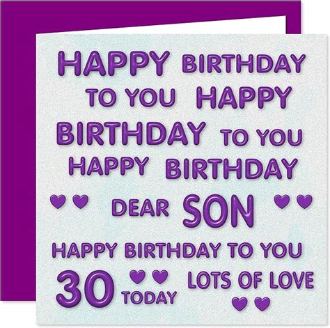 Son 30th Happy Birthday Card Happy Birthday To You Dear Son Perfect