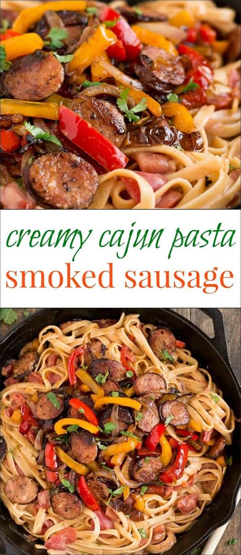 You would never guess that this recipe clocks in at around 360 calories per serving!! Creamy Cajun Pasta with Smoked Sausage - Oh Sweet Basil