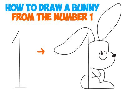 Use down arrow to open submenu. How to Draw a Cartoon Bunny Rabbit from the Number One - Drawing Lesson for Kids - How to Draw ...